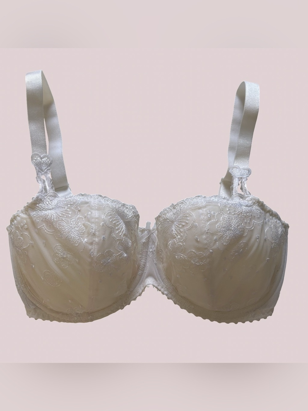 Prima Donna Lace Lined Full Cup Bra Ivory White Hearts Floral Rare